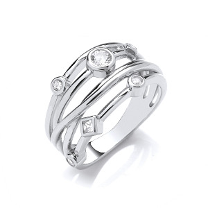 Silver Interlocked CZ Ring