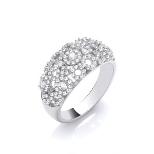 Silver CZ Cutout Dome Ring