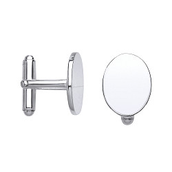 925 Sterling Silver Plain Oval Cufflinks