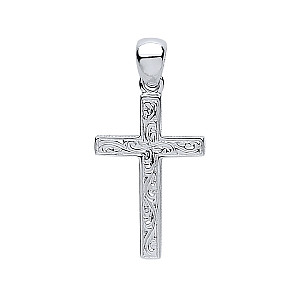 925 Sterling Silver Flat Engraved Cross Pendant