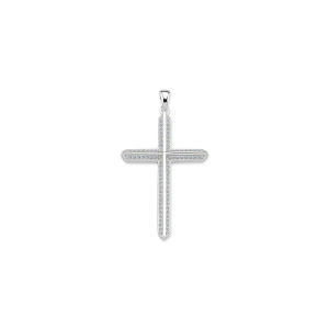 925 Sterling Silver CZ Pave Set Cross Pendant