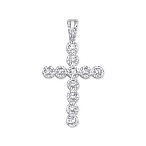 925 Sterling Silver CZ Fancy Cross Pendant