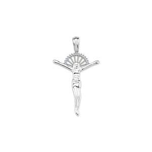 925 Sterling Silver CZ Crucifix Cross Pendant