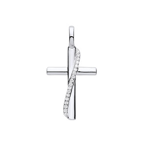 Silver CZ Fancy Cross Pendant