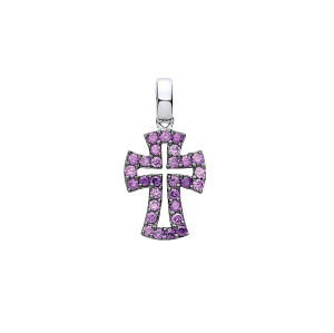 Silver Amethyst Fancy Cross Pendant