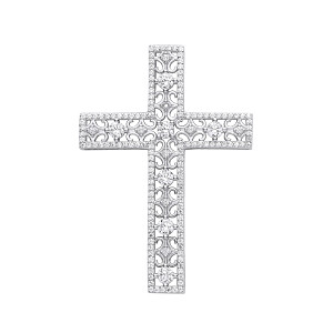 Silver CZ Cluster Cross Pendant