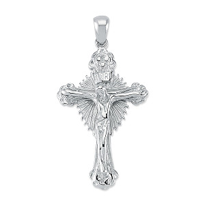 Silver Fancy Crucifix Cross Pendant