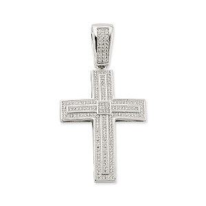 Silver CZ Fancy Cross Pendant