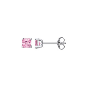 4mm Pink Heart Stud Earrings (Pack of 5)