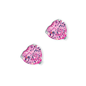 6mm Pink Heart Stud Earrings (Pack of 5)