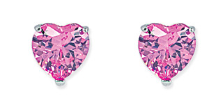 8mm Pink Heart Stud Earrings