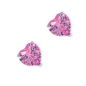 8mm Pink Heart Stud Earrings
