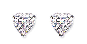 8mm Heart 925 Sterling Silver Stud Earrings