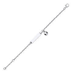 925 Sterling Silver CHILDRENS ID BRACELET WITH HEART CHARM