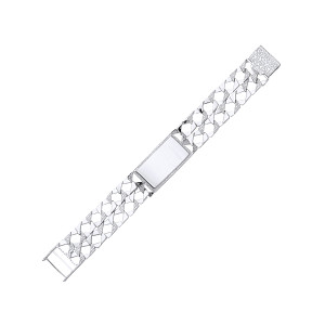 925 Sterling Silver Baby Double Chaps Bracelet With Barked & Polish Links