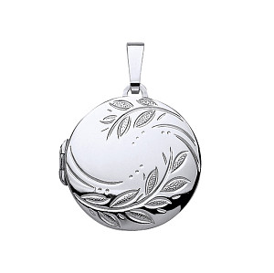 925 Sterling Silver Round Engraved Locket