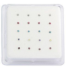 Nose Studs - Round Clawset In Assorted Colours x 20 pieces