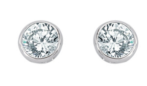 6mm CZ Rubover Round 925 Sterling Silver Stud Earrings (Pack of 5)