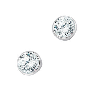 7mm CZ Rubover Round 925 Sterling Silver Stud Earrings (Pack of 5)