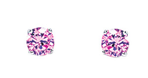5mm Pink Round 925 Sterling Silver Stud Earrings (Pack of 5)