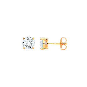 Silver Gold Plated 7mm Round 925 Sterling Stud Earrings