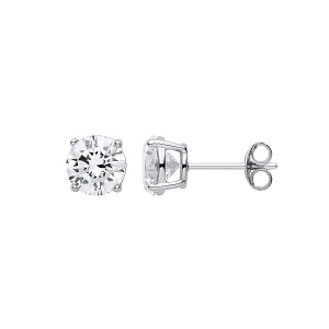 8mm Round 925 Sterling Silver Stud Earrings