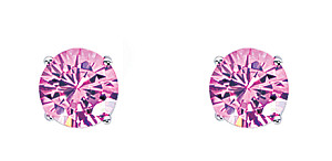 9mm Pink Round 925 Sterling Silver Stud Earrings