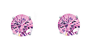 9mm Pink Round 925 Sterling Silver Stud Earrings