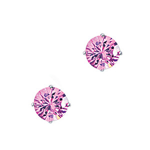 9mm Pink Round 925 Sterling Silver Stud Earrings
