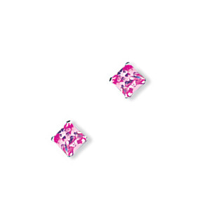 3mm Pink Square 925 Sterling Silver Stud Earrings (Pack of 5)