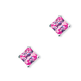 4mm Pink Square 925 Sterling Silver Stud Earrings (Pack of 5)