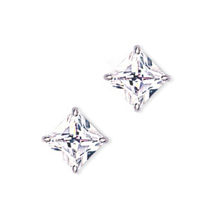 8mm Square 925 Sterling Silver Stud Earrings