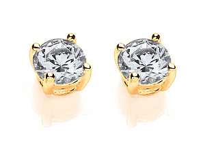 925 Sterling Silver Gold Plated Swarovski Zirconia Studs 4mm 0.25ct