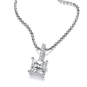 Swarovski Zirconia Square  2ctStone Pendant With Chain