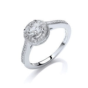 925 Sterling Silver Swarovski Zirconia 2ct Round Cluster Ring